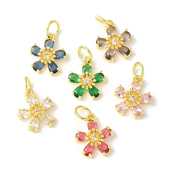 Золотой Латунные микро проложить кубического циркония подвески, , стойки покрытие, прочное покрытие, без кадмия и без свинца, с целью перехода в кольце, золотые, 14.5x12.5x4.5 мм, отверстие : 4.5 мм