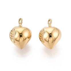 Настоящее золото 18K 304 прелести нержавеющей стали, ионное покрытие (ip), персиковое очарование, реальный 18 k позолоченный, 14.5x10x9.5 мм, отверстие : 1.5 мм