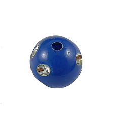 Royal Blue Opaque Acrylic Beads, Metal Enlaced, Round, Royal Blue, 8mm, Hole: 2mm, about 2300pcs/500g