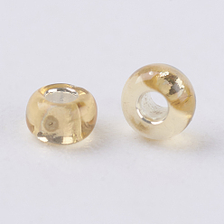 Pale Goldenrod 12/0 Glass Seed Beads, Silver Lined Round Hole, Round, Pale Goldenrod, 2mm, Hole: 1mm, about 30000 beads/pound