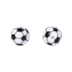 Football Food Grade Silicone Focal Beads, Silicone Teething Beads, Football, 15mm