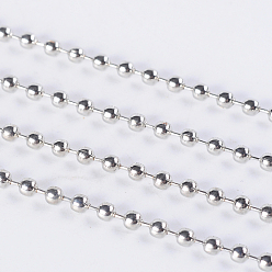 Platinum Iron Ball Chains, Soldered, Platinum Color, with Spool, Bead: 2.4mm, about 328.08 Feet(100m)/roll