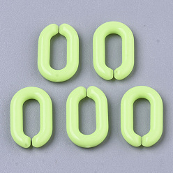 Бледно-Зеленый Непрозрачные акриловые соединительные кольца, разъемы для быстрой связи, для изготовления ювелирных кабельных цепей, овальные, бледно-зеленый, 15x9x3 мм, Внутренний диаметр: 3.5x9 мм, о 2170 шт / 500 г