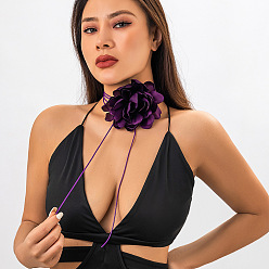 Фиолетовый Ретро-ткань роза цветок вощеный шнур обертка колье колье для женщин, фиолетовые, 70.87~78.74 дюйм (180~200 см)