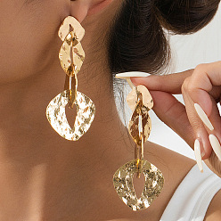 Золотой Серьги-гвоздики с закрученной подвеской из сплава, золотые, 81x34 мм