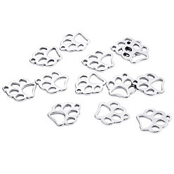 Нержавеющая Сталь Цвет Не тускнеющие 201 подвески из нержавеющей стали, подвески с принтом кошачьей лапы, цвет нержавеющей стали, 13x12x1 мм, отверстие : 1.2 мм