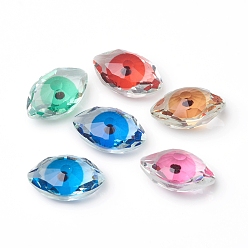 Mixed Color K9 Glass Rhinestone Cabochons, Pointed Back, Faceted, Evil Eye, Mixed Color, 10.5x17.5~18x7.5~8mm