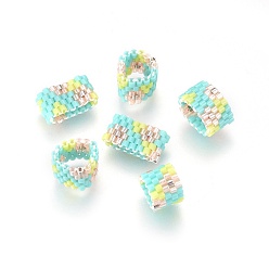 Colorful MIYUKI & TOHO Handmade Japanese Seed Beads,  Loom Pattern, Ring, Colorful, 11.5~12x6~6.5x2.8mm