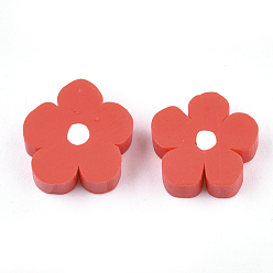 Purpur Handmade Fimo Cabochons, Blume, Purpur, 15x14x6 mm