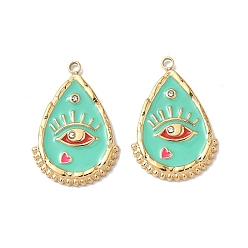 Teardrop 304 нержавеющей стальной эмали подвески, со стразами, ионное покрытие (ip), реальный 18 k позолоченный, рисунок глаз, слеза, 27x18x2.5 мм, отверстие : 1.8 мм
