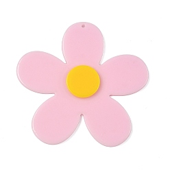 Pink Акриловые большие подвески, формы цветка, розовые, 75x77x4.5 мм, отверстие : 2 мм