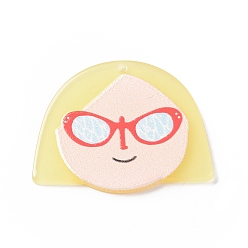 Human Printed Acrylic Pendants, Little Girls Charm, 28x34.5x2.5mm, Hole: 1.5mm