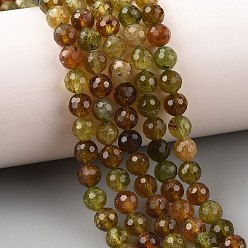 Турмалин Нити из натуральных желто-зеленых турмалиновых бусин, граненый (128 граней), круглые, 6 мм, отверстие : 0.9 мм, около 65~67 шт / нитка, 15.20''~15.47'' (38.6~39.3 см)