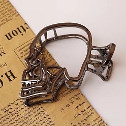 Черный Цвет Металла Сплав клипы коготь волос, аксессуары для волос для женщин и девочек, череп, металлический черный , 70x50x30 мм