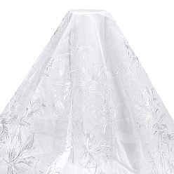 Blanc Tissu en polyester, accessoires de vêtements à faire soi-même, motif de fleur, blanc, 1450x1mm, 1 yard/pc