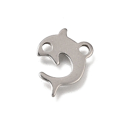 Stainless Steel Color 304 Stainless Steel Charms, Dolphin Charms, Stainless Steel Color, 12.5x12x0.7mm, Hole: 1.8mm