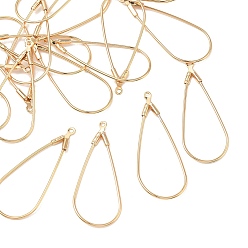 Real 18K Gold Plated SHEGRACE Brass Pendants, Teardrop Charms, Cadmium Free & Lead Free & Nickel Free, Real 18K Gold Plated, 33x14x1mm, Hole: 1mm