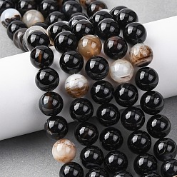 (946F)Морозный цвет внутри  Жонкиль / Непрозрачная зеленая подкладка Натуральный черный агат бисер нитей, окрашенная и подогревом, круглые, 12~12.5 мм, отверстие : 1 мм, около 33 шт / нитка, 15.75'' (40 см)