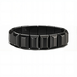 Rectangle Немагнитные мужские эластичные браслеты из синтетического гематита с бусинами, прямоугольные, бусина : 18x13 mm, 7-7/8 дюйм (20 см)