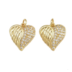 Настоящее золото 16K Латунные микро проложить кубического циркония подвески, сердце прелести, с целью перехода в кольце, реальный 16 k позолоченный, 17x15.5x4 мм, отверстие : 3.2 мм