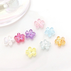 (52) Непрозрачная лаванда Прозрачные акриловые бусины, с покрытием AB цвета, цветок, разноцветные, 9.2x9.7x4.1 мм, отверстие : 1.8 мм