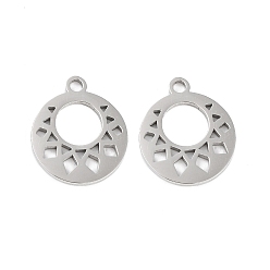Солнце Не тускнеющие 316 подвески из хирургической нержавеющей стали, лазерная резка, плоский круглый шарм, цвет нержавеющей стали, солнце, 14.5x12.5x1 мм, отверстие : 1.5 мм