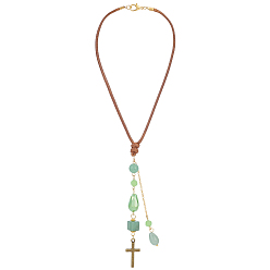 Зеленый 2 подвеска для автомобиля из стеклянных бусин, натурального зеленого авантюрина и сплава. С латунными цепями и вощеным полиэфирным шнуром, зелёные, 250 мм