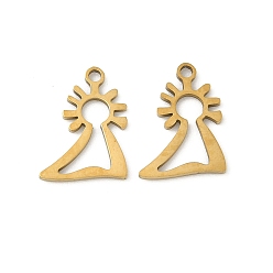 Настоящее золото 18K 201 брелоки из нержавеющей стали для лазерной резки, virgen del pilar, ионное покрытие (ip), реальный 18 k позолоченный, 14x10.5x1 мм, отверстие : 1.4 мм