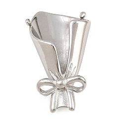 Stainless Steel Color 304 Stainless Steel Connector Charms, Bouquet Links, Stainless Steel Color, 48x26x14mm, Hole: 2mm