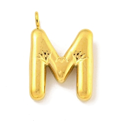 Letter M Ионное покрытие (ip) 304 подвески из нержавеющей стали, буквенное очарование, золотые, Буква М, 16.5x11.5x3 мм, отверстие : 2 мм