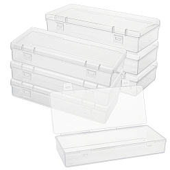 Clear 15Pcs Plastic Bead Containers with Hinged Lid, Rectangle, Clear, 15.2x6.3x3.05cm, Inner Diameter: 15x5.95cm