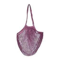 Medium Orchid Portable Cotton Mesh Grocery Bags, Reusable Net Shopping Handbag, Medium Orchid, 58.05cm, Bag: 35x38x1.8cm. 