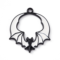 Белый Подвески из эмали и сплава, летучая мышь, электрофорез черный, белые, 28x24x3 мм, отверстие : 1.8 мм