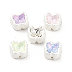 Colorful Spray Painted Alloy Rhinestone Beads, Butterfly, Colorful, 12.5x7.5mm, Hole: 1.4mm