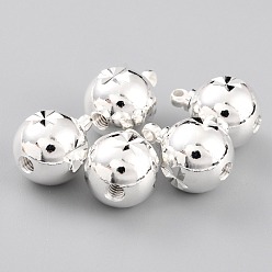 Посеребрённый Латунные коннекторы, долговечный, круглые, 925 серебро покрытием, 12.5x9.5~10 мм, отверстие : 1.4 мм
