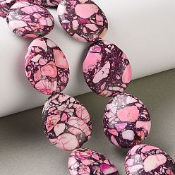 Pink Perles de jaspe impérial synthétiques, teint, larme, rose, 25~25.5x20.5~21x7.5~8.5mm, Trou: 1.2mm, Environ 16 pcs/chapelet, 15.94'' (40.5 cm)