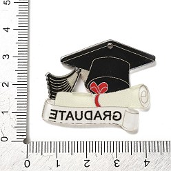 Hat Teachers' Day Resin Pendants, Graduation Theme Charms, Hat, 31x37x2mm, Hole: 1.8mm