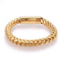 Golden 304 Stainless Steel Chain Bracelets, with Bayonet Clasps, Golden, 9 inch(23cm), 10x8mm
