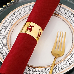 Олень Рождественские кольца для салфеток из железа и сплава, держатель для салфеток, ежедневный доступ в ресторан, золотые, олень, 30 мм, внутренний диаметр: 42.5 мм