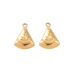 Настоящее золото 18K 304 подвески из нержавеющей стали, пицца, ионное покрытие (ip), реальный 18 k позолоченный, 12.5x10x2 мм, отверстие : 1.2 мм