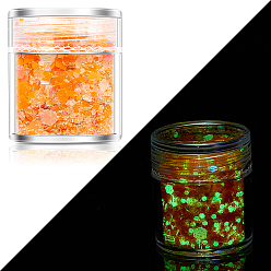 Сэнди Коричневый Светящаяся блестящая пудра для ногтей, эффект звездного неба, блестящее украшение ногтей, светится в темноте, песчаный коричневый, 1~3 мм