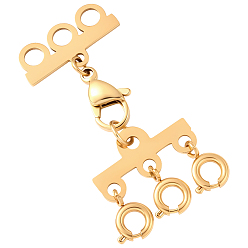 Настоящее золото 18K 304 удлинитель цепи из нержавеющей стали, с наслоенными застежками, реальный 18 k позолоченный, 39 мм, 1 PC