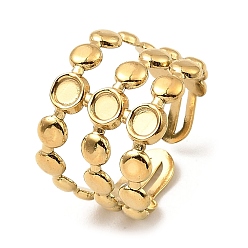 Настоящее золото 18K 304 открытые кольца манжеты из нержавеющей стали, настройки кольца чашки безеля, плоско-круглые, реальный 18 k позолоченный, размер США 6 3/4 (17.1 мм), лоток : 3 мм