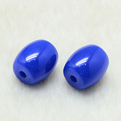 Blue Resin Beads, Barrel, Blue, 14x12mm, Hole: 2mm