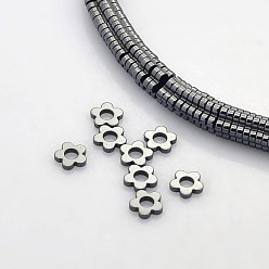 (405) Непрозрачный AB вишня Гальванизировать немагнитных синтетический гематит бисер пряди, цветок / цветок сливы, с черным покрытием, 6x6x1 мм, отверстие : 2 мм, около 339 шт / нитка, 15.7 дюйм