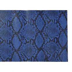 Marine Blue Snakeskin Pattern PU Leather Fabric, for DIY Crafts, Marine Blue, 136x21.4x0.1cm
