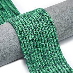 Малахит Синтетического малахита бисер нитей, матовые, дисковые бусы, Heishi бусы, 4~4.5x2~2.5 мм, отверстие : 1 мм, около 155~157 шт / нитка, 15.24 дюйм (38.7 см)