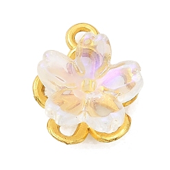 Прозрачный АВ Колготки из легированного стекла, цветок, золотые, ясно AB, 13.5x11x5.5 мм, отверстие : 1.6 мм