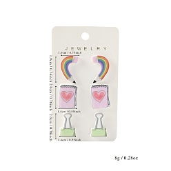 (52) Непрозрачная лаванда 3 пары акриловых сережек-гвоздиков в стиле «возвращаемся в школу», книга, ручка и зажим, разноцветные, 20x14 мм