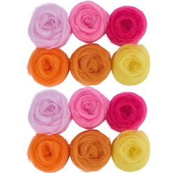 (52) Непрозрачная лаванда 18 шт. 6 цвета шерстяной ровинг своими руками, материалы для игольного валяния, разноцветные, 150~180x60~65x1.5~2.5 мм, 3 шт / цвет